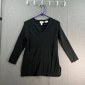 LOGO by Lori Goldstein Rayon Women Sweater Black Size XX-Small